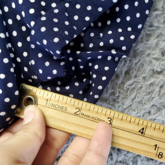 Emily Daniels Top Womens XL Blue Polka Dot Short Sleeve Button Down Lightweight - Picture 5 of 8